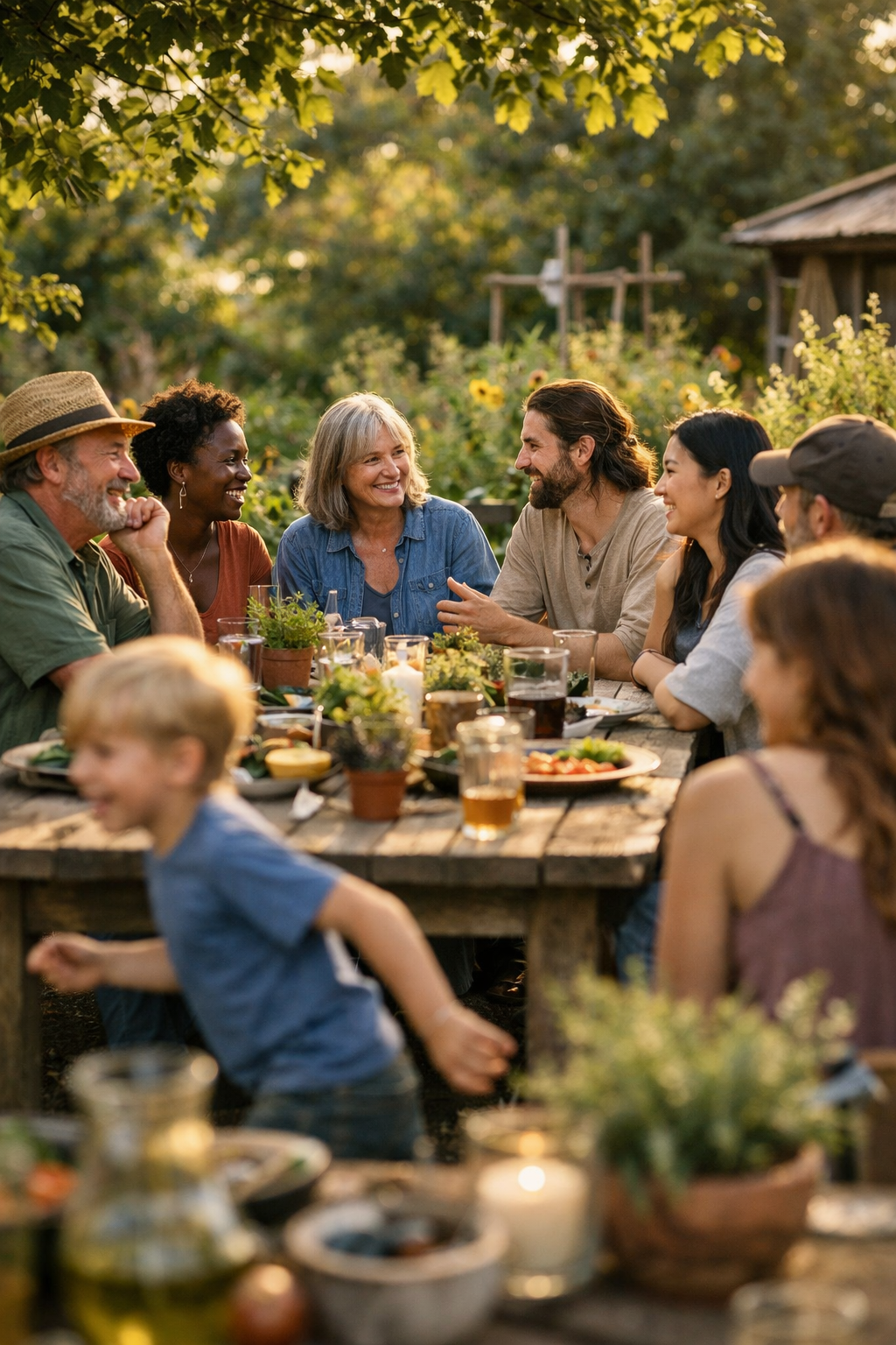 Community garden gathering — good vibes for everyone